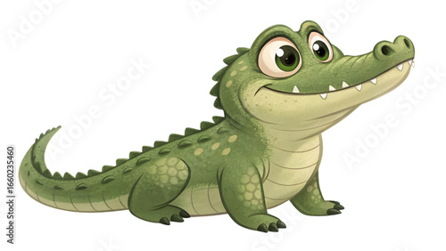 cute crocodile cartoon isolated on transparent background