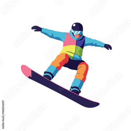 Snowboarder Performing a Jump on a White Background