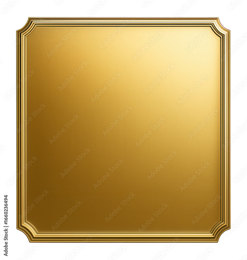 Fototapeta premium Elegant gold plaque with smooth, shiny surface for awards or signage.