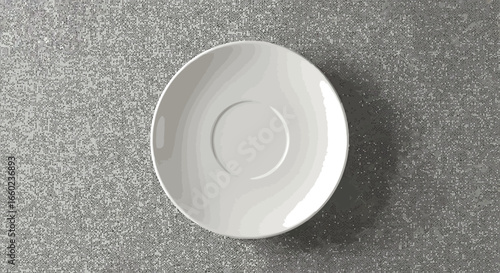 Minimalist white oval saucer on textured gray background