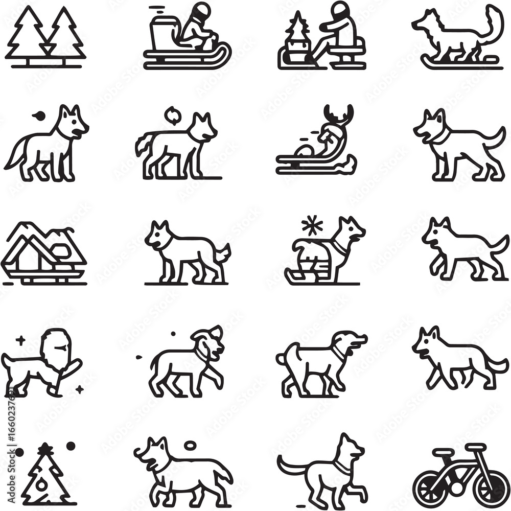 Fototapeta premium Double Espresso black Line Editable Icons set