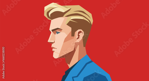 Stylish man profile modern flat illustration