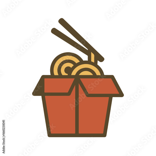 noodles in a box flat icon color vector on white background
Vector color flat icon on white background