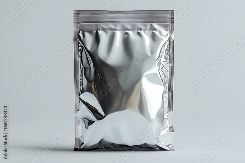 Shiny Silver Foil Packaging Mockup for Product Branding