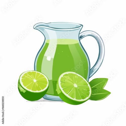Glass Pitcher of Fresh Lime Juice with Sliced Limes