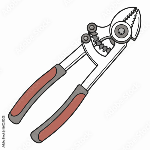 Illustration of a pair of wire cutting pliers with red and gray handles on a white background
