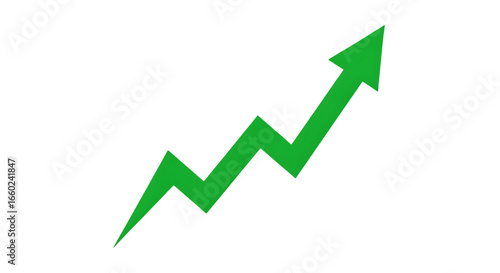 Green upward arrow in zigzag chart png file transparent background