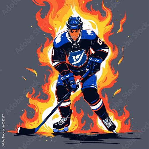 fiery hockey ice vector player