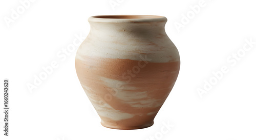 Handmade clay pot isolated on white background.