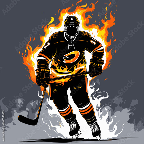 fiery hockey ice vector player