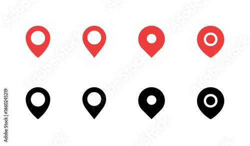 A set of different kinds of location pins