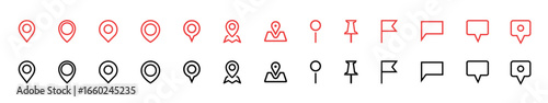 A set of different kinds of location pins