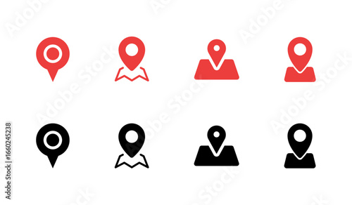 A set of different kinds of location pins