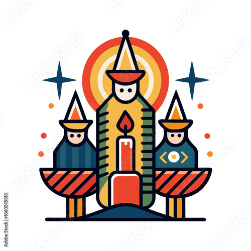 Fotografie candlemas pixar art style bold line art white vector art