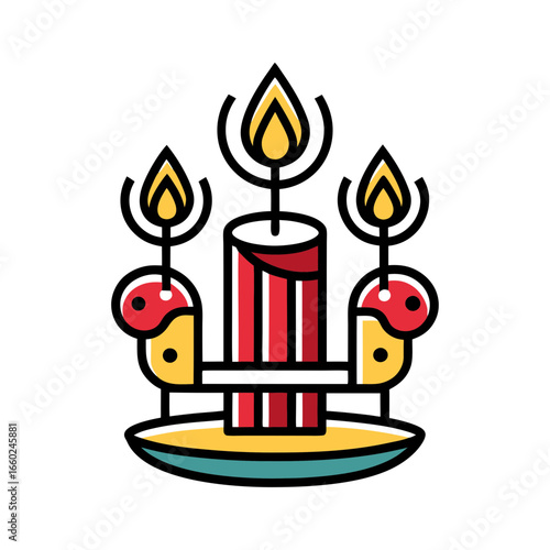Obraz na płótnie candlemas pixar art style bold line art white vector art