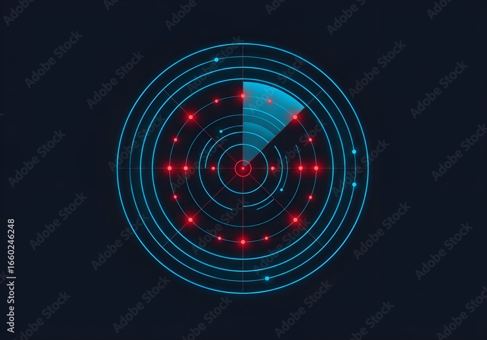 Fototapeta premium Abstract Digital Radar Screen Scanning Targets High Technology