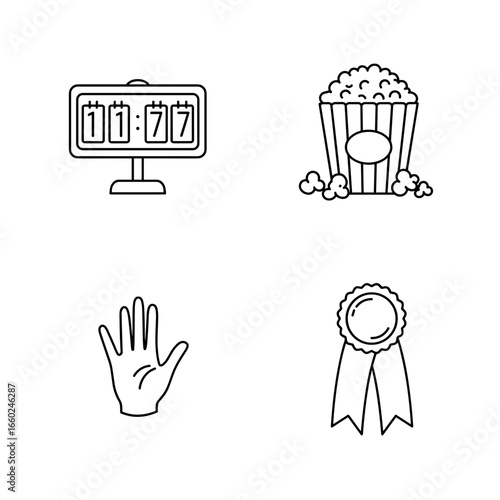 Collection of Homecoming-themed icons, including Scoreboard, Popcorn, Hand waving, Ribbon