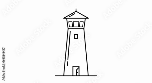 Simple Line Drawing of a Lighthouse Tower.