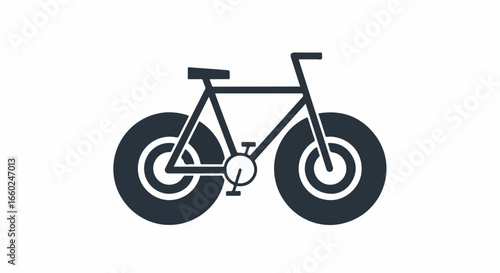 Classic Black Fat Tire Bicycle Icon Illustration.