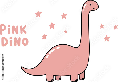 Cute pink dinosaur illustration