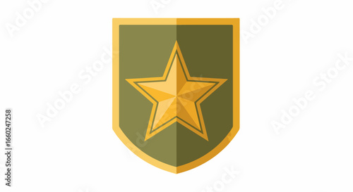 Military Rank Insignia, Gold Star on Olive Green Shield.