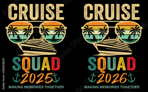 Cruise Squad Family Vacation Matching Group Summer Design with Cat Illustration