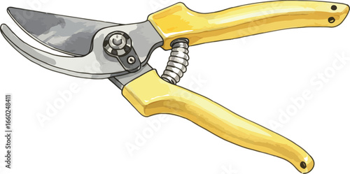 Yellow garden secateurs pruning shears tool