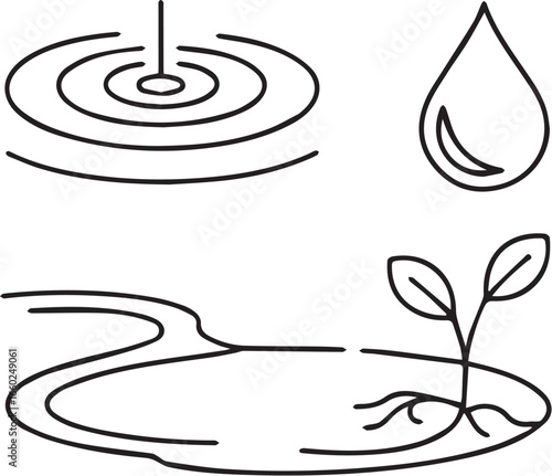 Lake icon set for nature and outdoor graphics