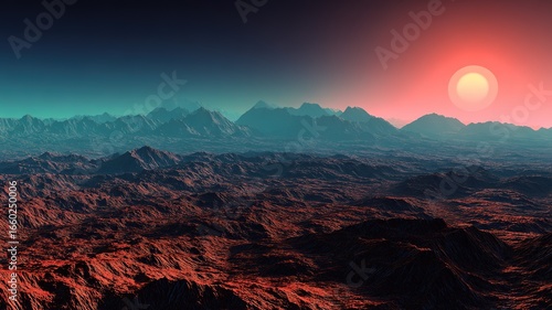 Wallpaper Mural Black and red canyon bathed in alien light with surreal depth, barren landscape expressing futuristic fantasy mood for conceptual design background Torontodigital.ca