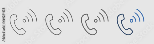
outline icon set of telephone with telephone handle design and wi fi design