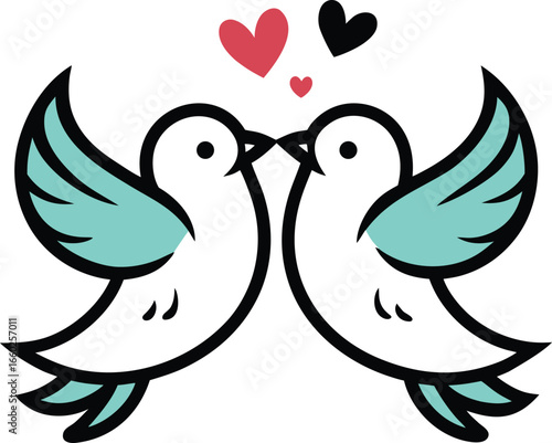 two doves with heart