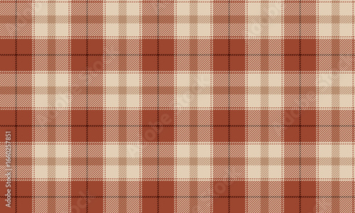 Seamless plaid fabric in orange, beige, and brown creates a warm, classic atmosphere for designing clothes, skirts, pants, vintage or casual styles that look charming and soft.