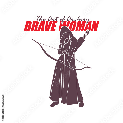 Archer Logo Design Concepts Vector. Silhouette Female Archer Template Illustration