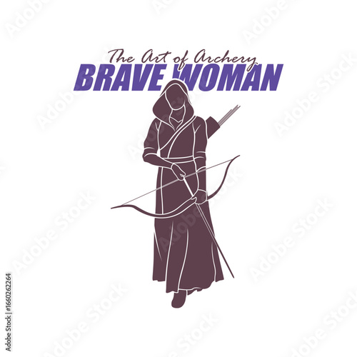 Archer Logo Design Concepts Vector. Silhouette Female Archer Template Illustration