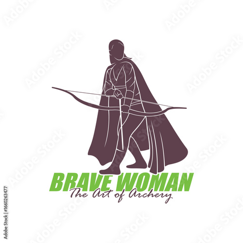 Archer Logo Design Concepts Vector. Silhouette Female Archer Template Illustration