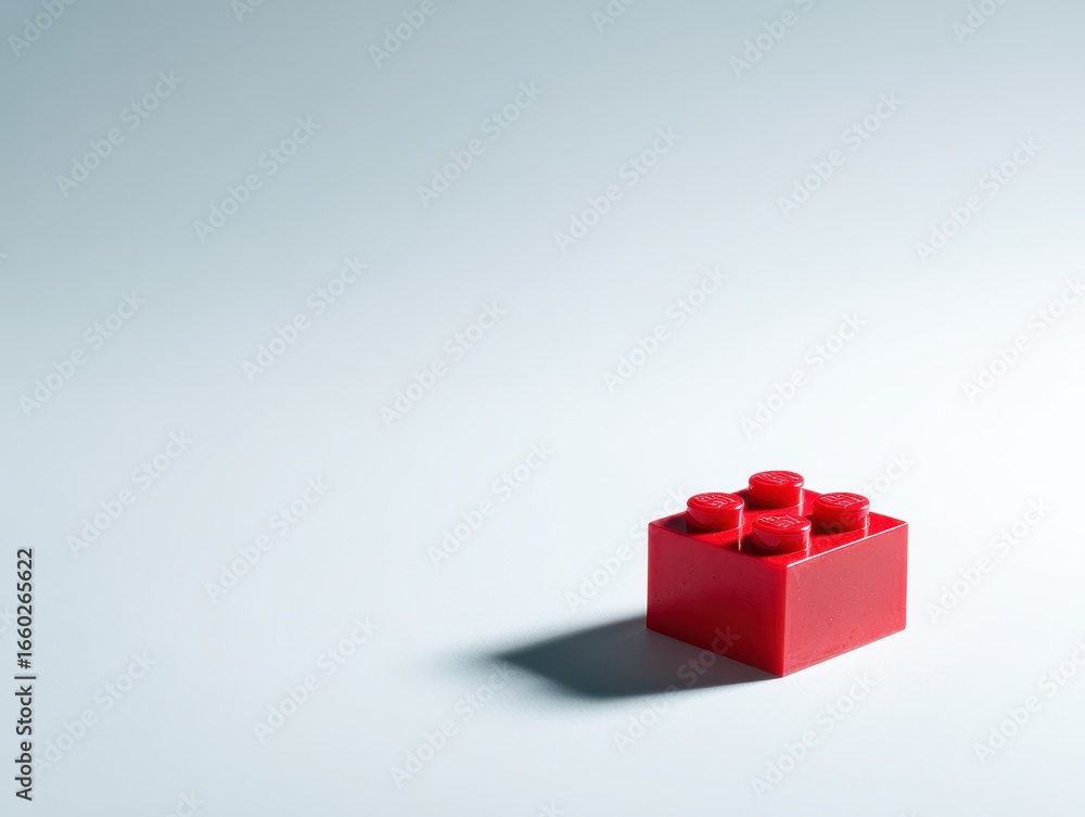 Obraz premium Bright Red Plastic Block on Minimal Background