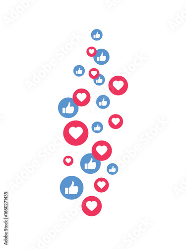 Like and Love Icons Floating Up Vector Illustration