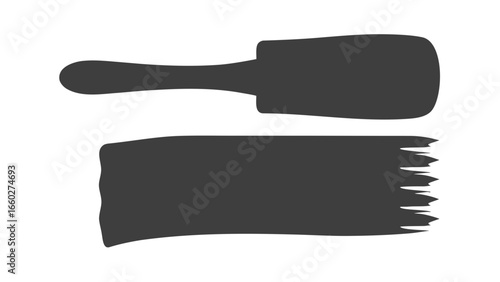 Artist s paintbrush and paint stroke silhouette