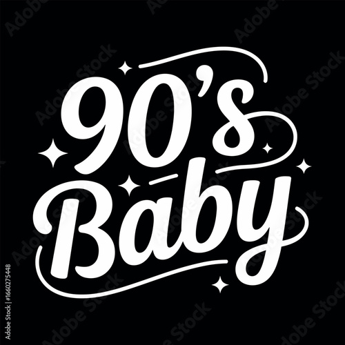 90s Baby script with sparkles text typography