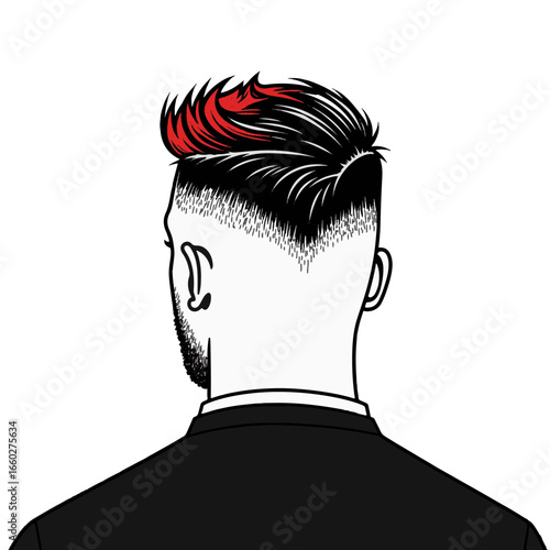 Stylish man's fresh haircut in minimalist black and white, modern fashion