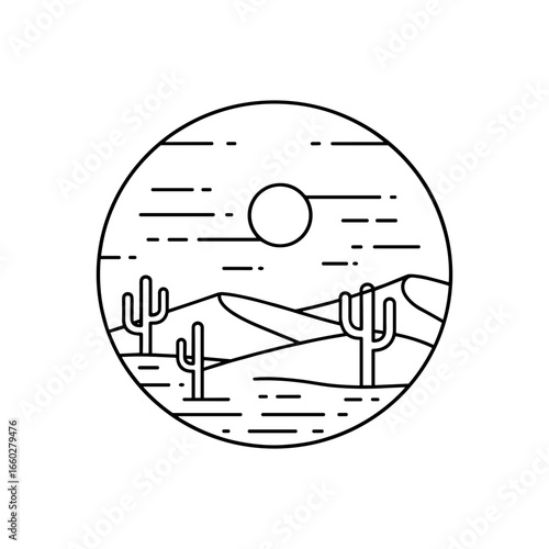 Desert line art logo icon template vector illustration