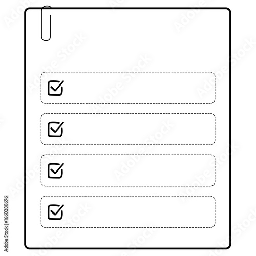 チェックリスト、to doリスト、タスクリスト、doneリストのアイコン。チェックマーク、クリップボードのイラスト。