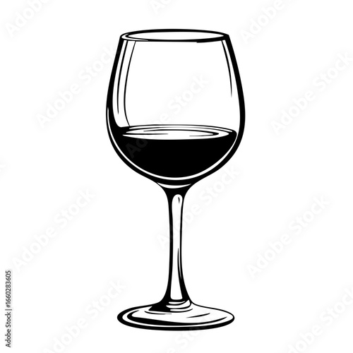 Elegant wine glass featuring a rich, dark liquid perfect for classy gatherings and intimate dinners while enhancing the dining experience