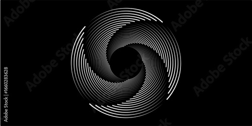 Circular spiral sound wave rhythm from lines.
