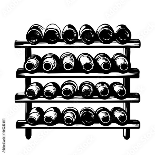 Showcasing a stylish wine rack filled with various bottles ready for serving at a wine tasting event or dining experience