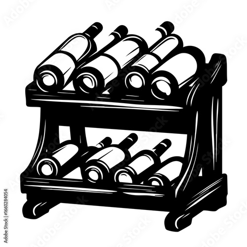 Elegant wine rack holding multiple bottles for traditional wine storage in a stylish setting