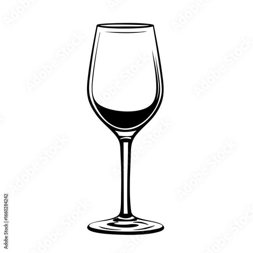 Elegant black outline of a wine glass showcasing refined design for elegant dining experiences and culinary presentations