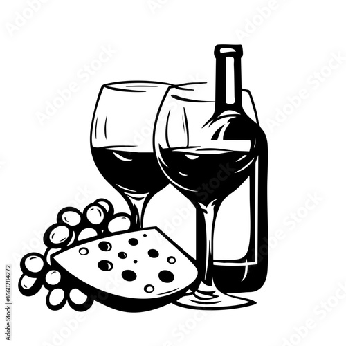Enjoying red wine and cheese with grapes in a cozy setting for a relaxing evening