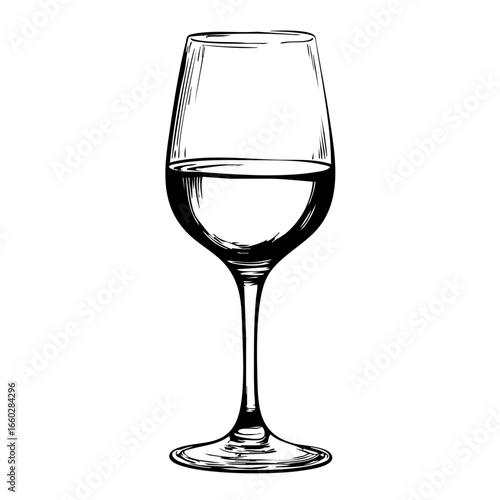 Elegant wine glass showcasing a clear liquid, symbolizing sophistication and celebration during various dining occasions