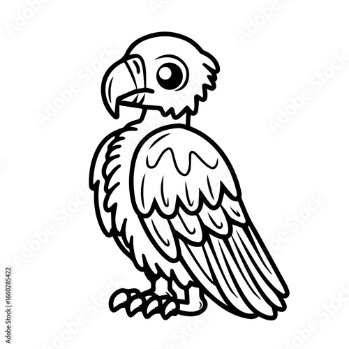 Vulture standing proudly with detailed wings in a minimalist vector design suitable for various creative projects